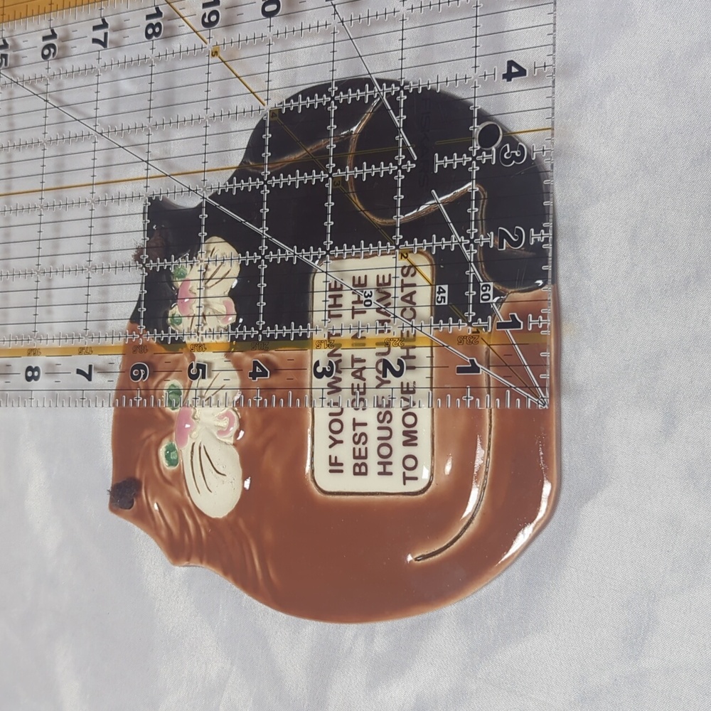 Smoky Mountain Pottery Vintage '94 Ceramics Funny Tabby Cat Kitten Wall Plaque - Picture 6 of 6